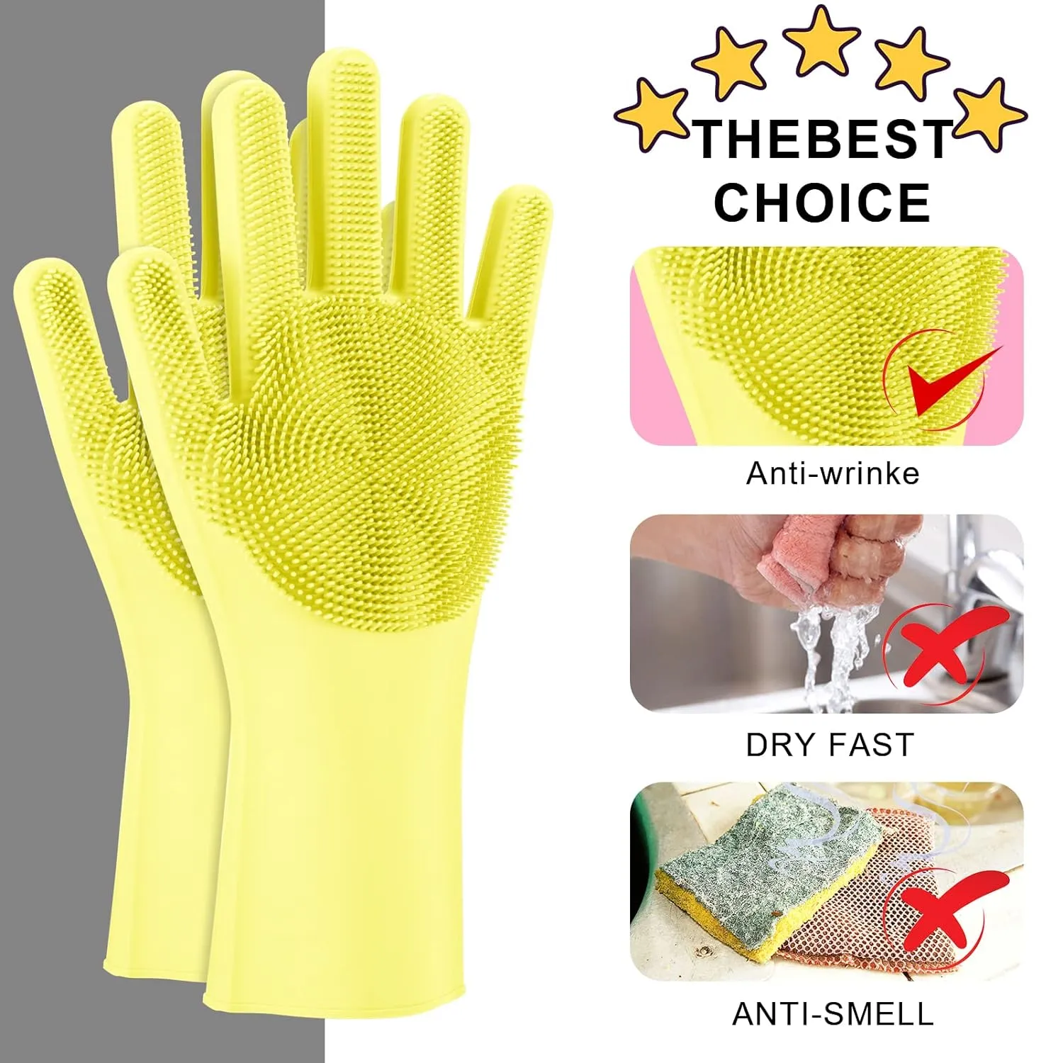 0714 Reusable Silicone Cleaning Brush Scrubber Gloves (Multicolor)