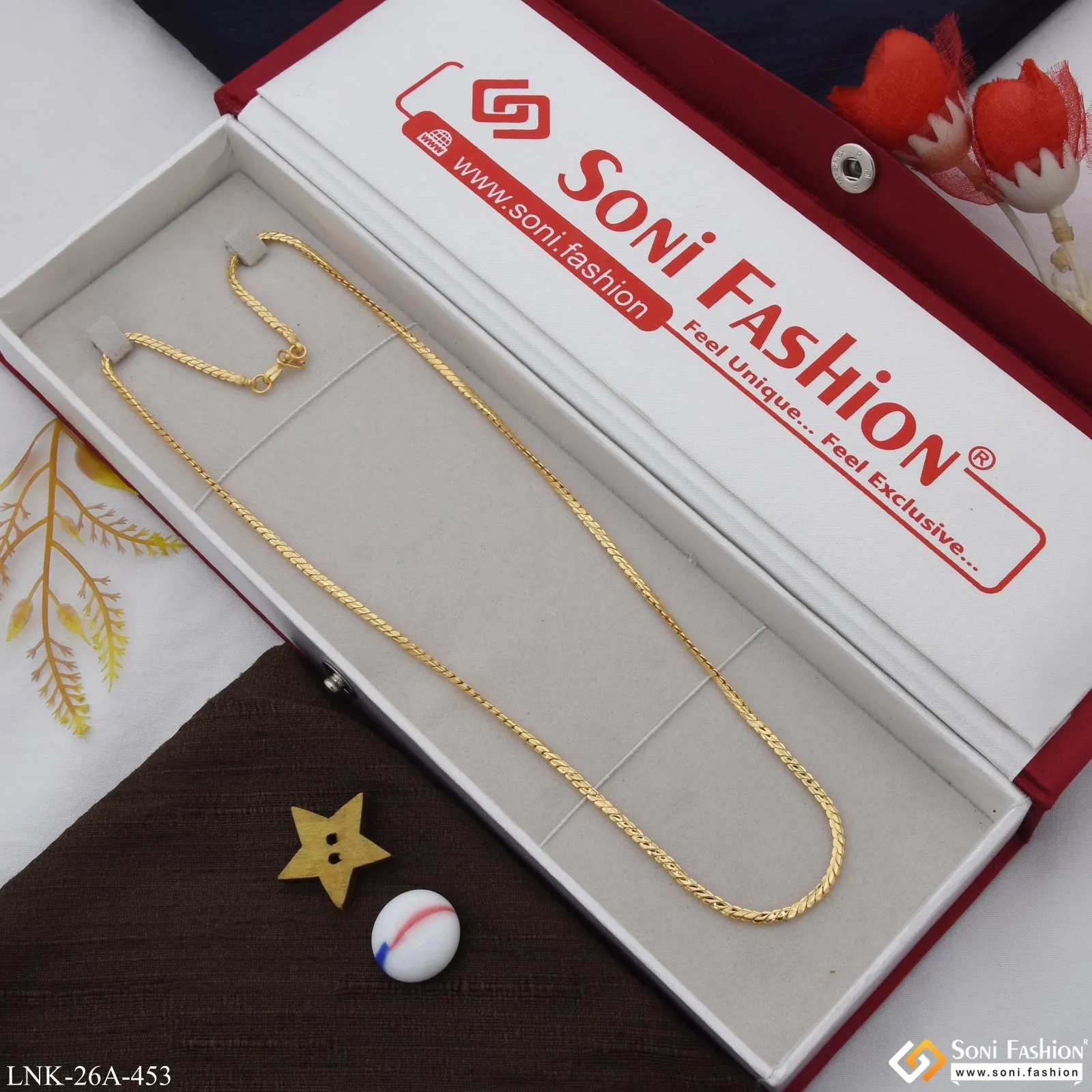 1 Gram Gold Plated Beautiful Design Cool Design Chain for Ladies - Style A453