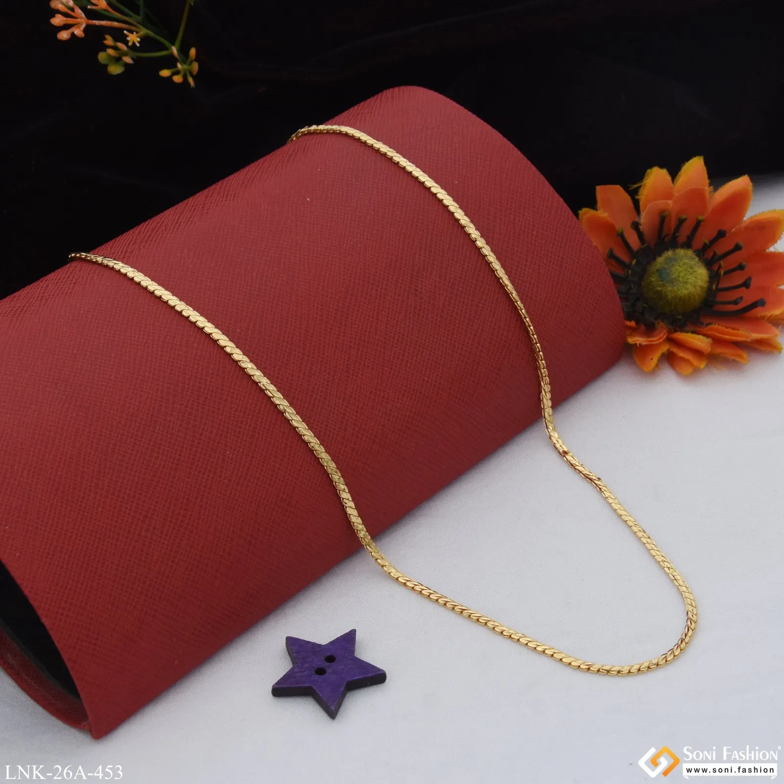 1 Gram Gold Plated Beautiful Design Cool Design Chain for Ladies - Style A453