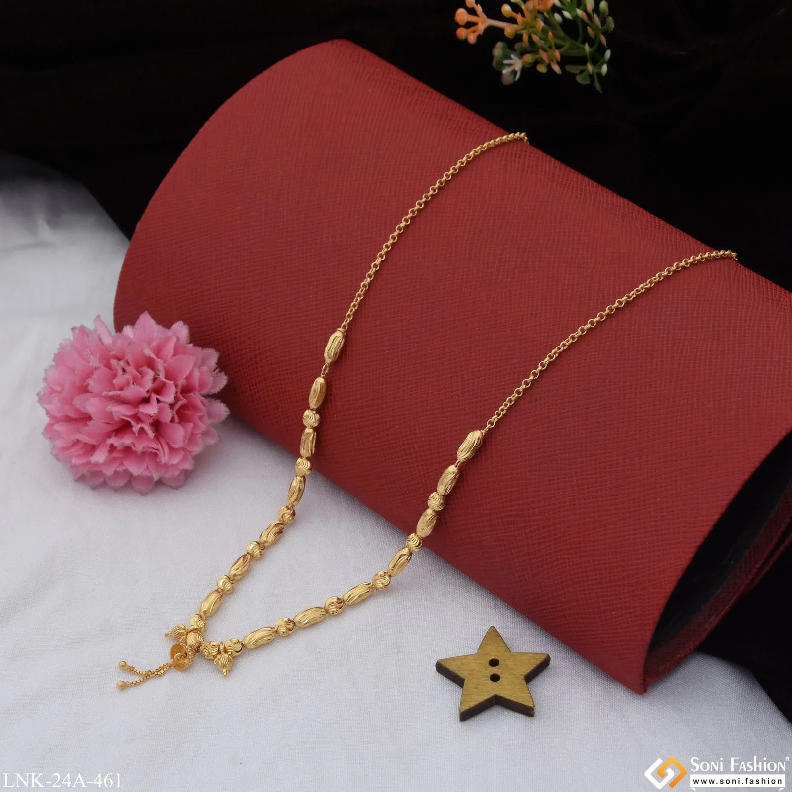1 Gram Gold Plated Cool Design Glamorous Design Necklace for Lady - Style A462