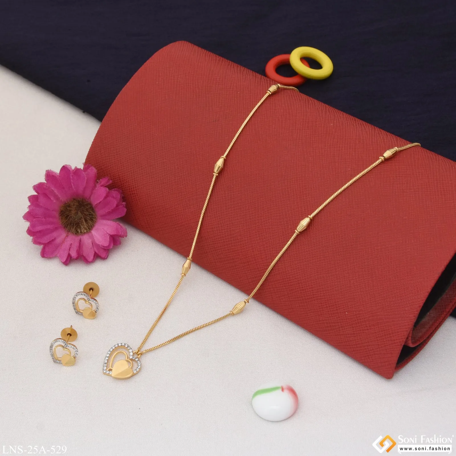 1 Gram Gold Plated Eye-Catching Design Necklace Set for Lady - Style A529