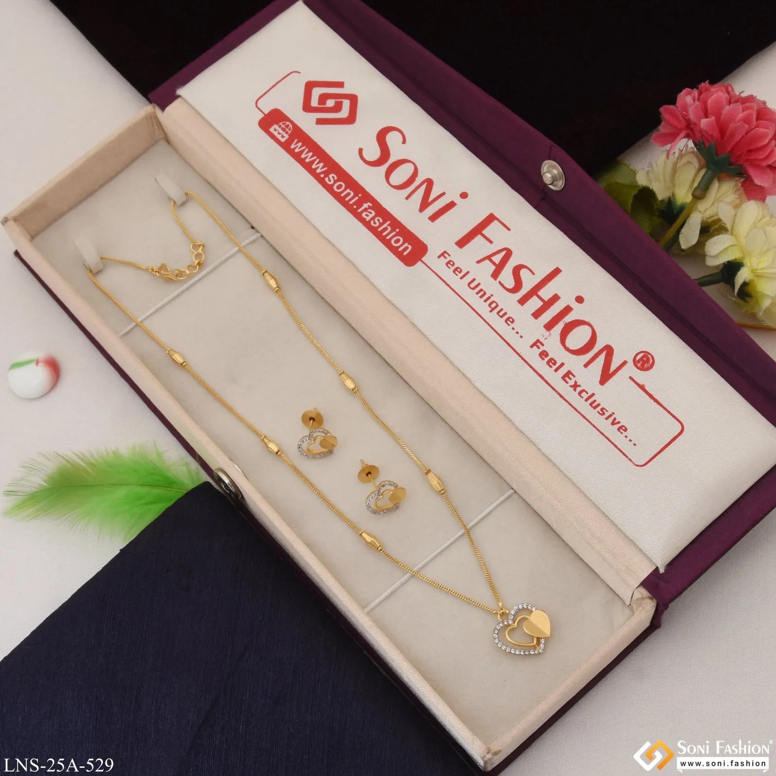 1 Gram Gold Plated Eye-Catching Design Necklace Set for Lady - Style A529