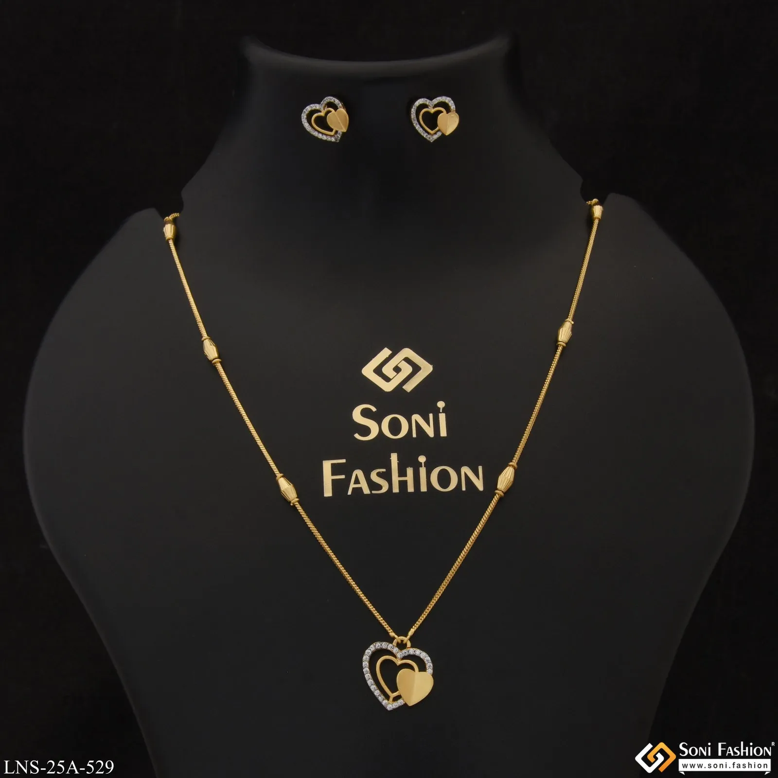 1 Gram Gold Plated Eye-Catching Design Necklace Set for Lady - Style A529