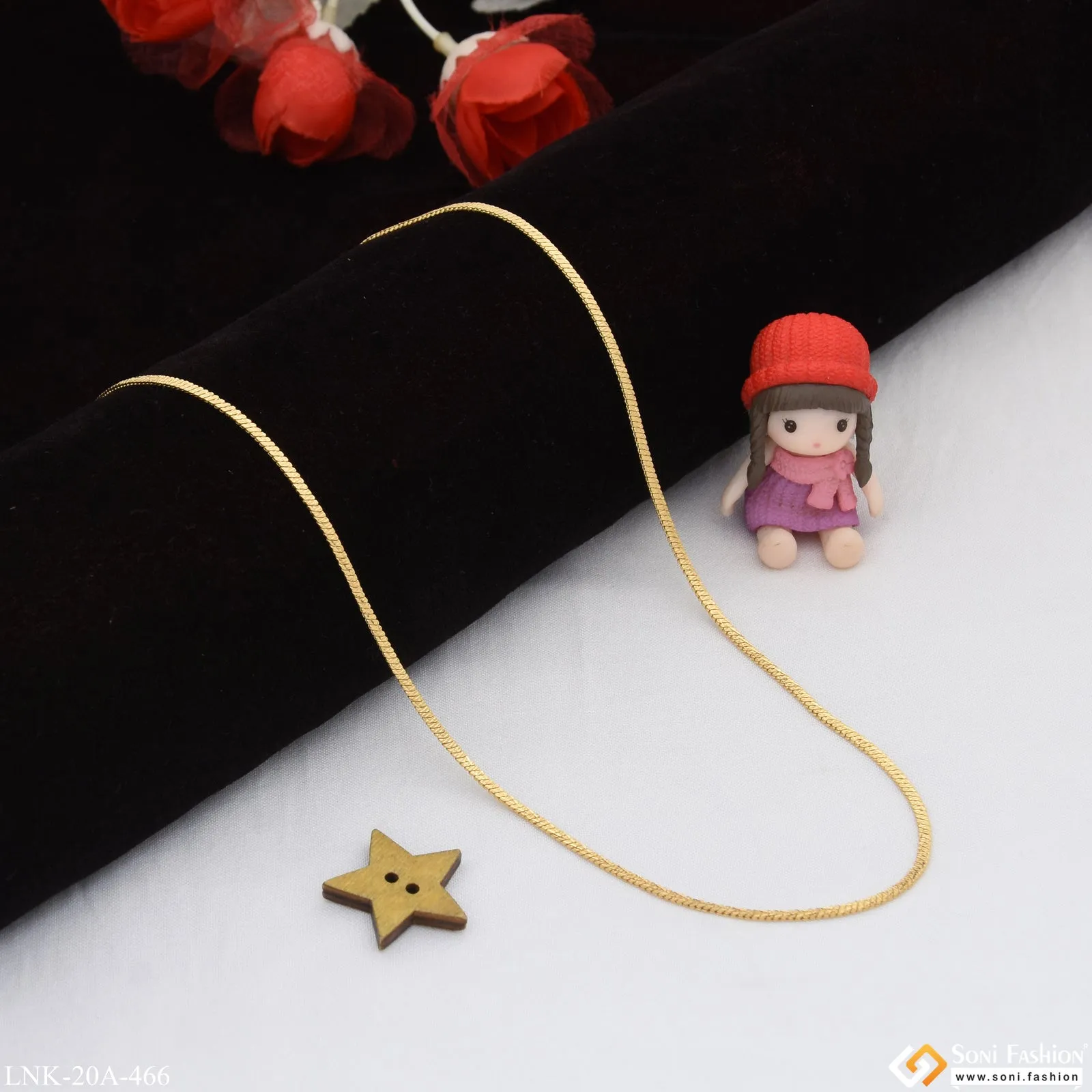 1 Gram Gold Plated Finely Detailed Best Quality Chain for Ladies - Style A466