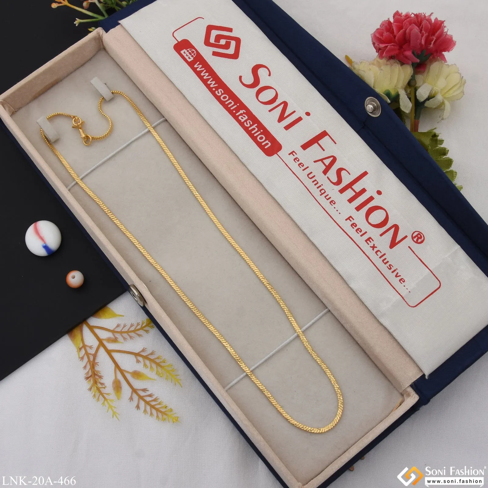 1 Gram Gold Plated Finely Detailed Best Quality Chain for Ladies - Style A466