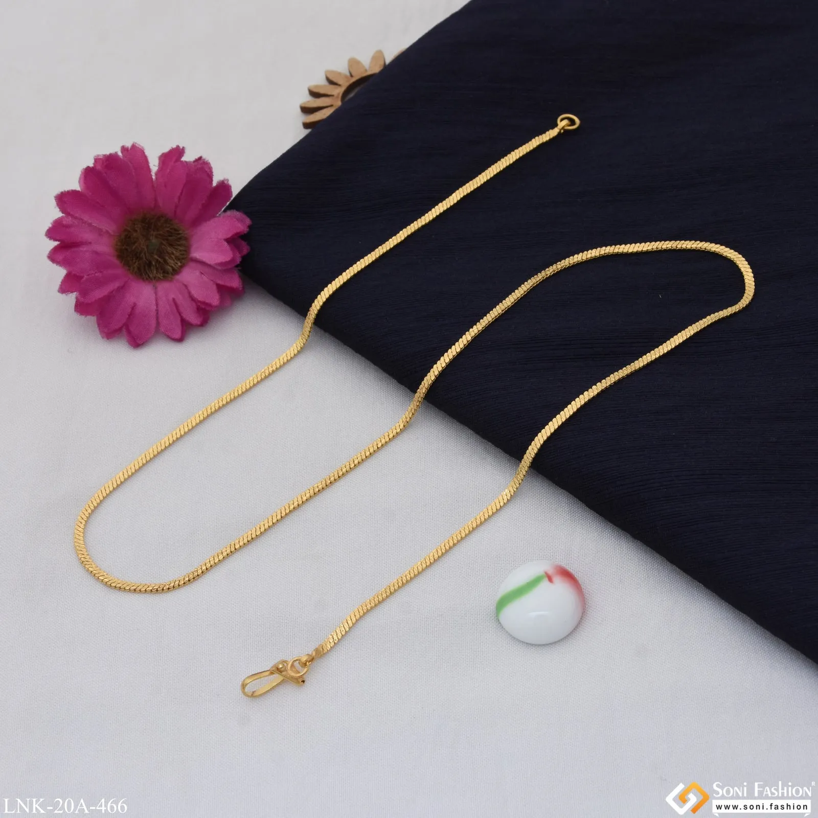 1 Gram Gold Plated Finely Detailed Best Quality Chain for Ladies - Style A466