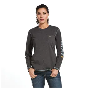 10032907 Ariat Women's Rebar Workman Logo T-Shirt - Charcoal Heather