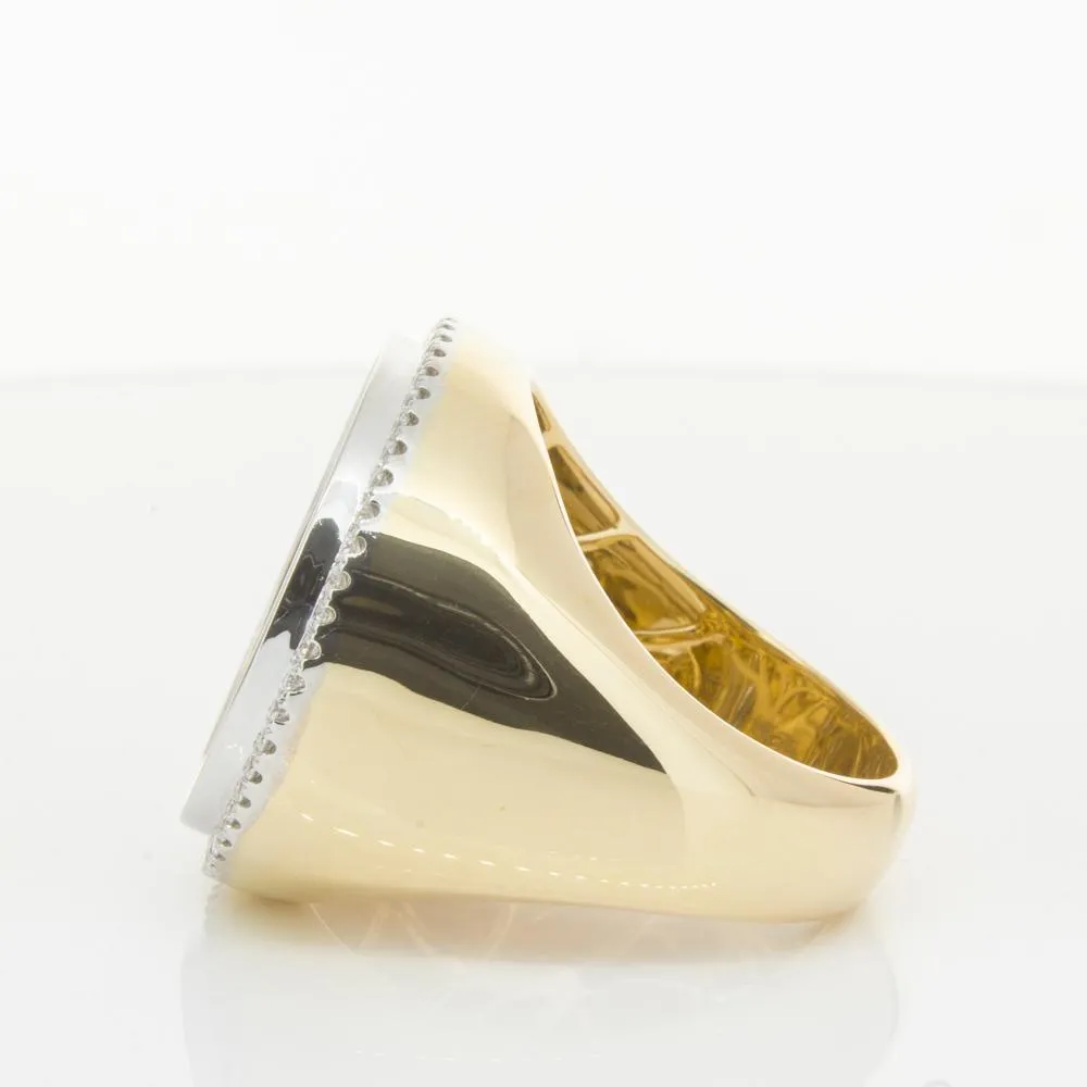 14ct Yellow Gold Sovereign & Diamond Halo Ring