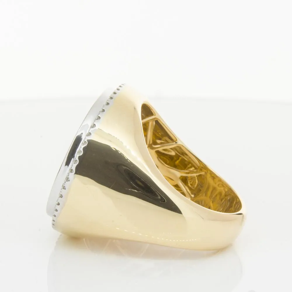 14ct Yellow Gold Sovereign & Diamond Halo Ring