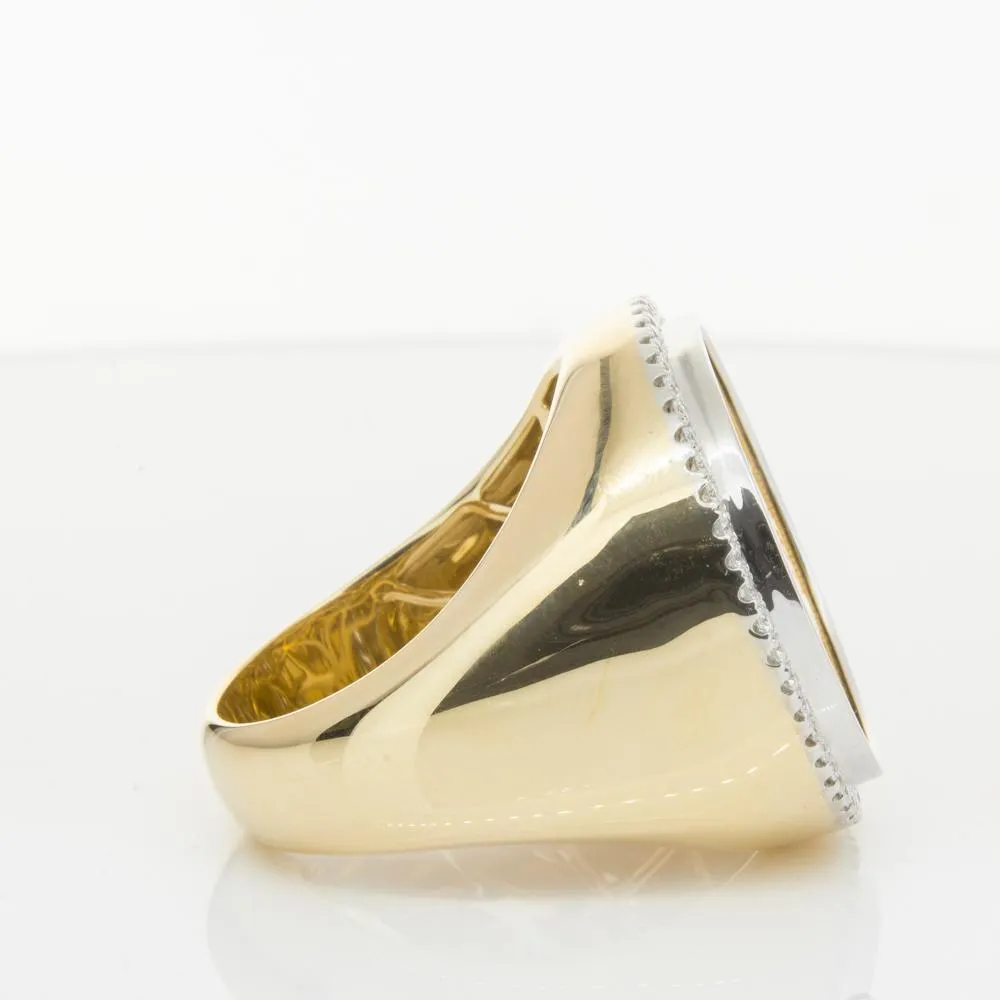 14ct Yellow Gold Sovereign & Diamond Halo Ring