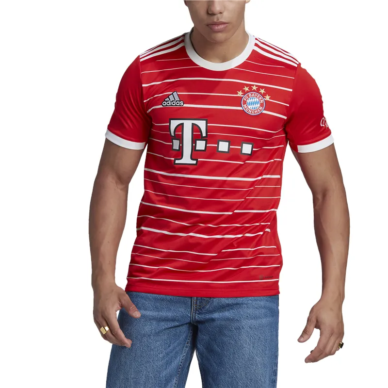 adidas FC Bayern Munich 2022/23 Short Sleeve Home Jersey - Adult - Red