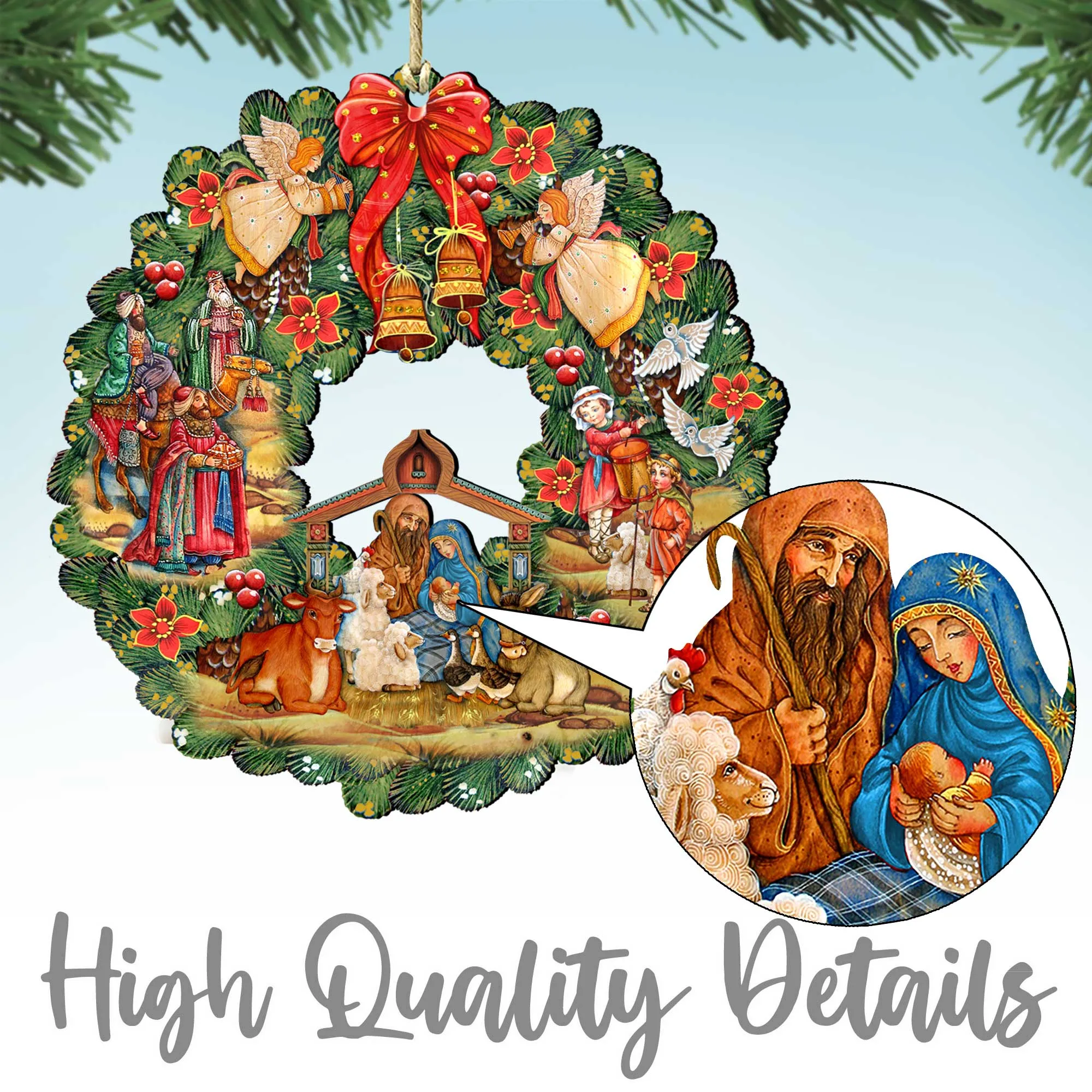 Allegiance Patriotic Eagles Wooden Ornaments by J. Bergsma - Wildlife Holiday Decor - 8591730-JB