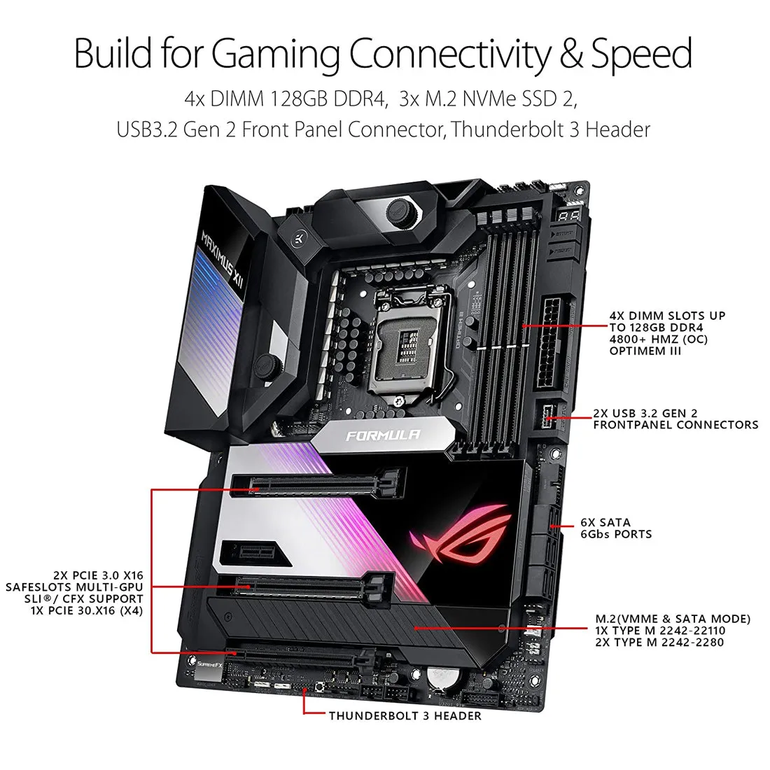 ASUS ROG Maximus XII Formula Z490 LGA 1200 ATX Gaming Motherboard with Triple M.2 and Intel WiFi 6