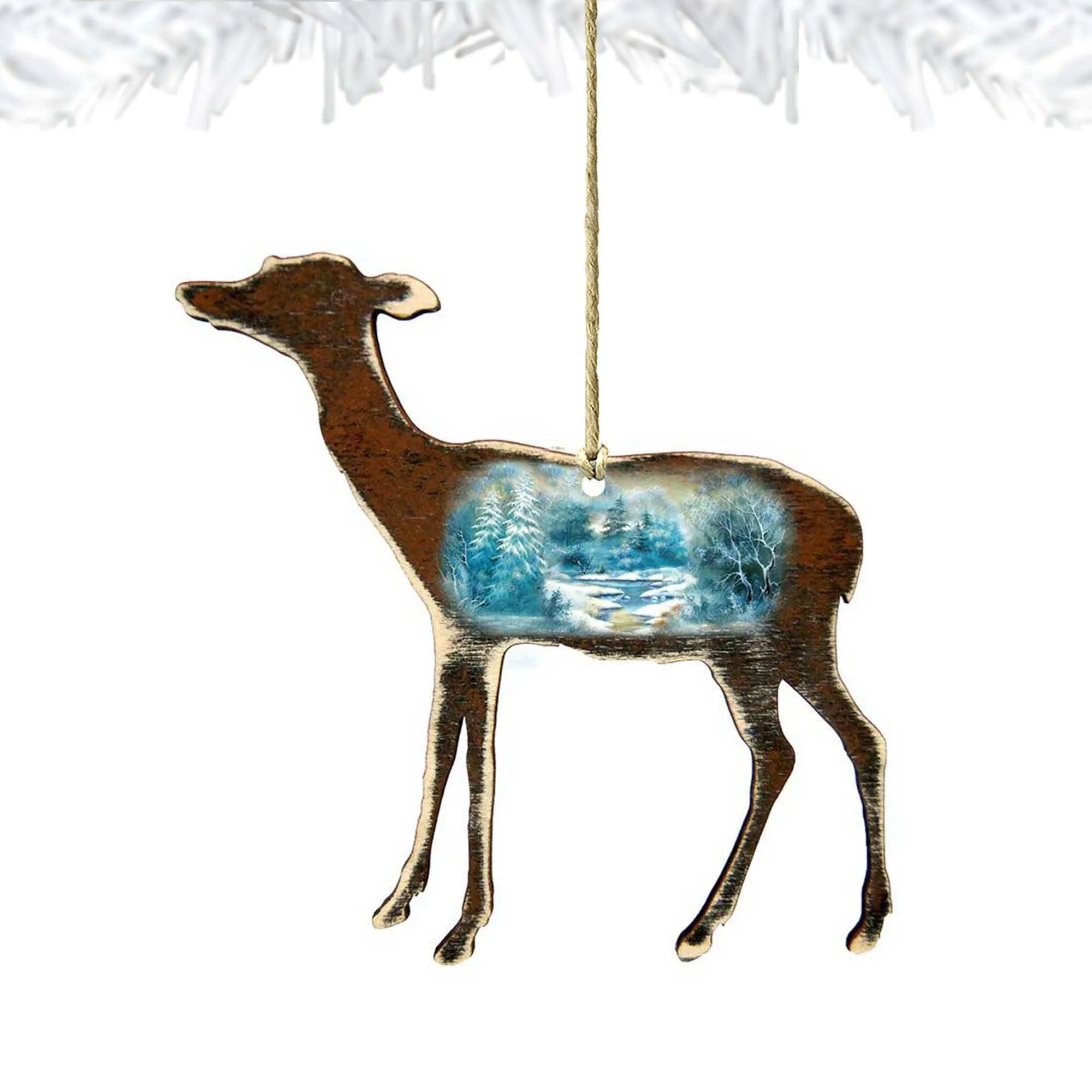 Baby Deer Wooden Ornaments by G. DeBrekht - Wildlife Holiday Decor - 8198216