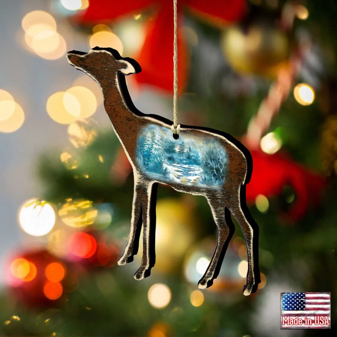 Baby Deer Wooden Ornaments by G. DeBrekht - Wildlife Holiday Decor - 8198216
