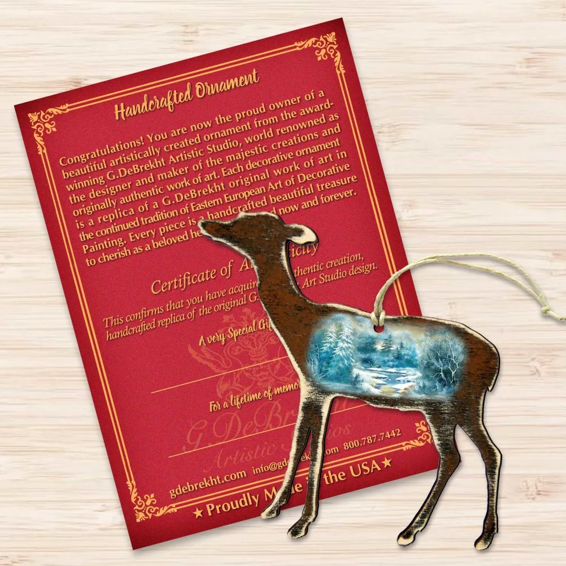 Baby Deer Wooden Ornaments by G. DeBrekht - Wildlife Holiday Decor - 8198216