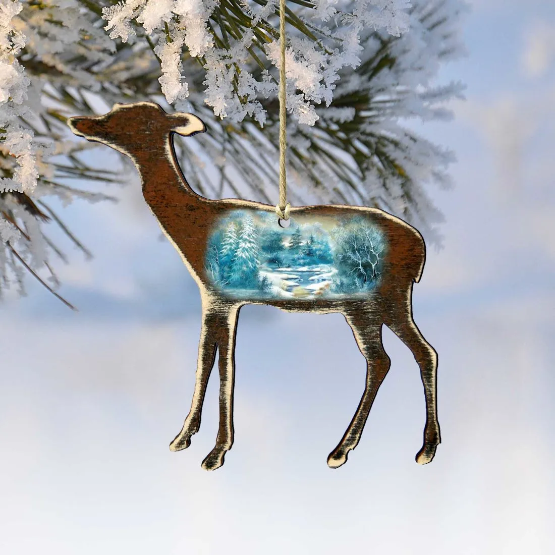 Baby Deer Wooden Ornaments by G. DeBrekht - Wildlife Holiday Decor - 8198216
