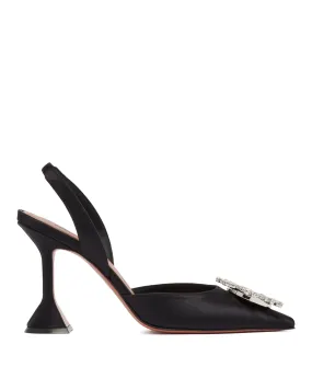 Begum Black Satin Pumps
