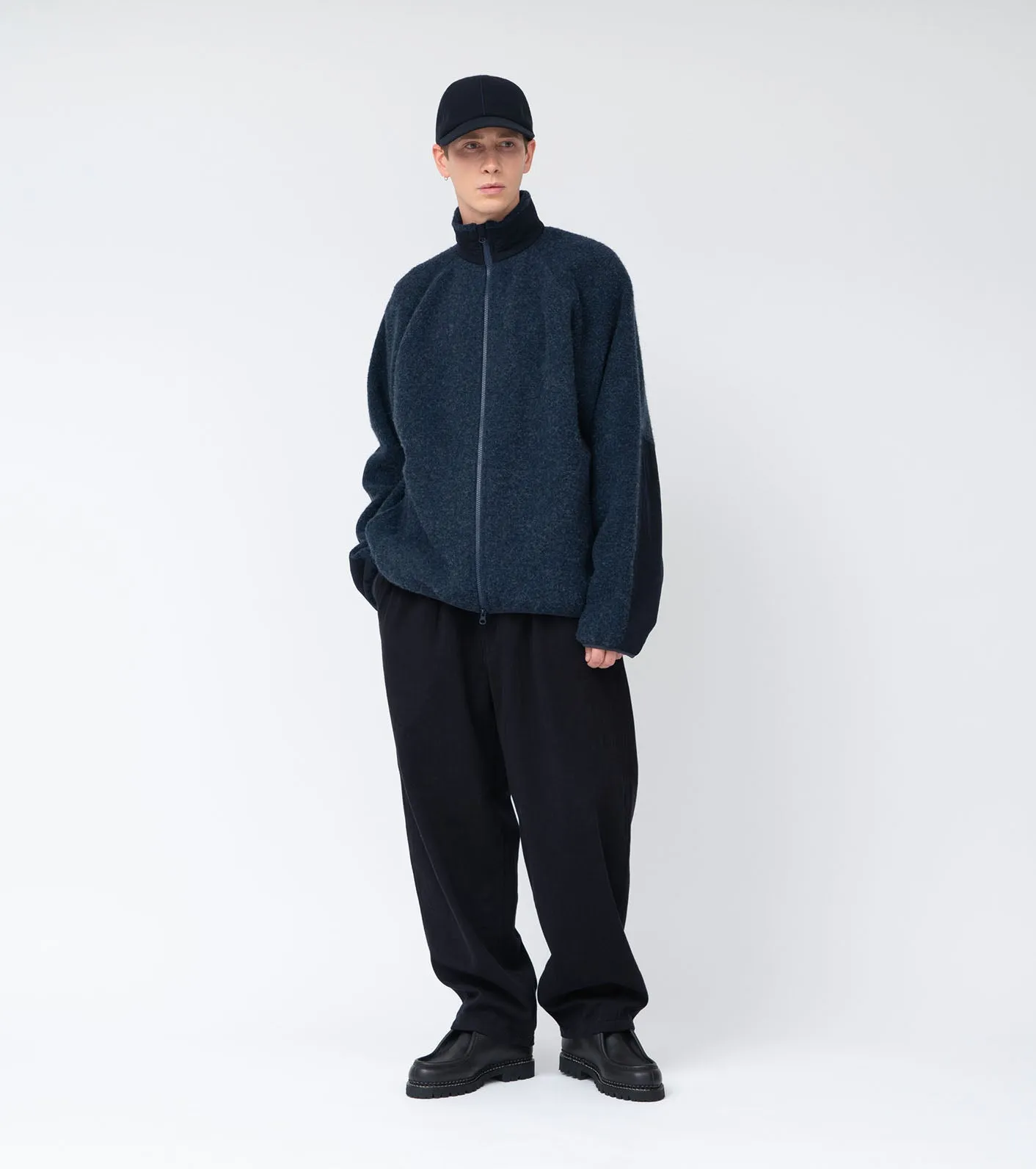 Boiled Wool Zip Up Sweater