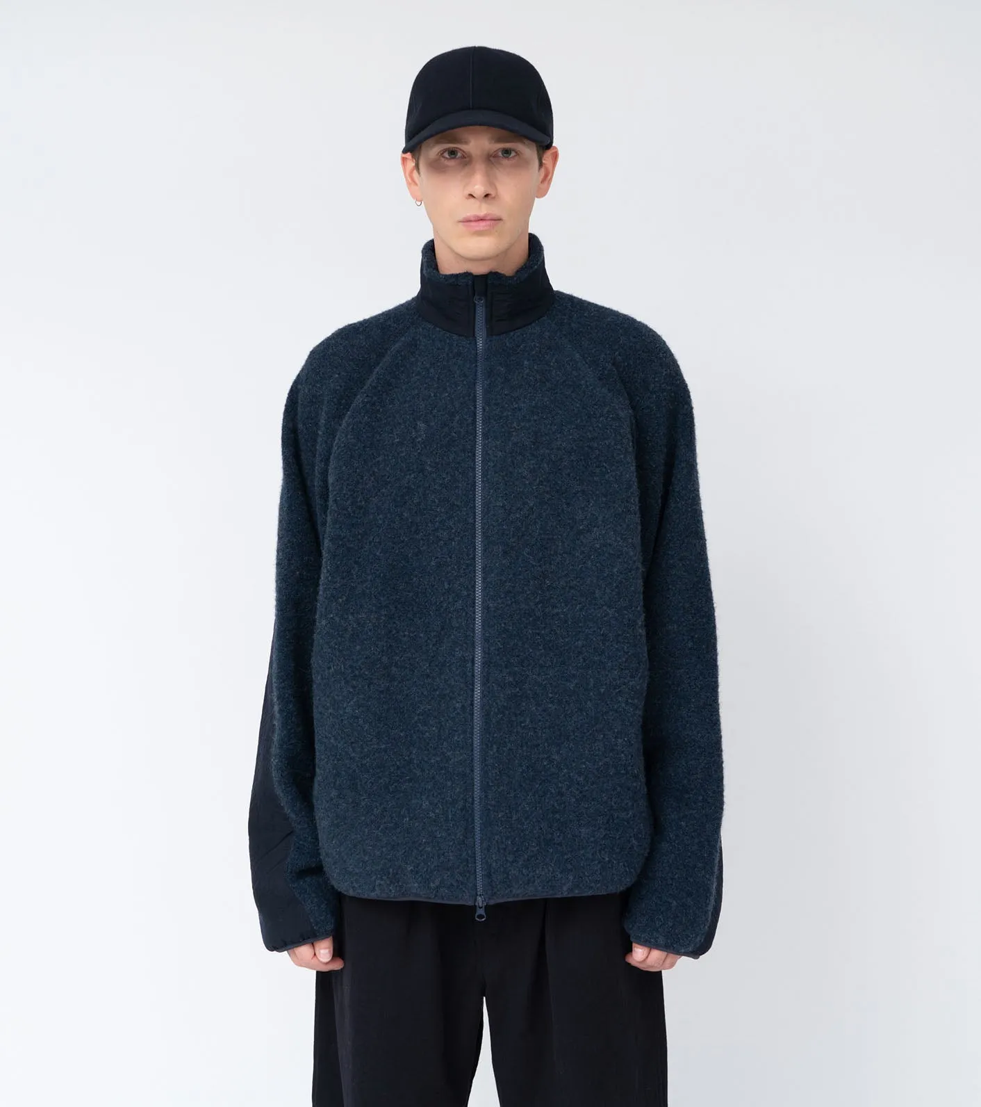 Boiled Wool Zip Up Sweater