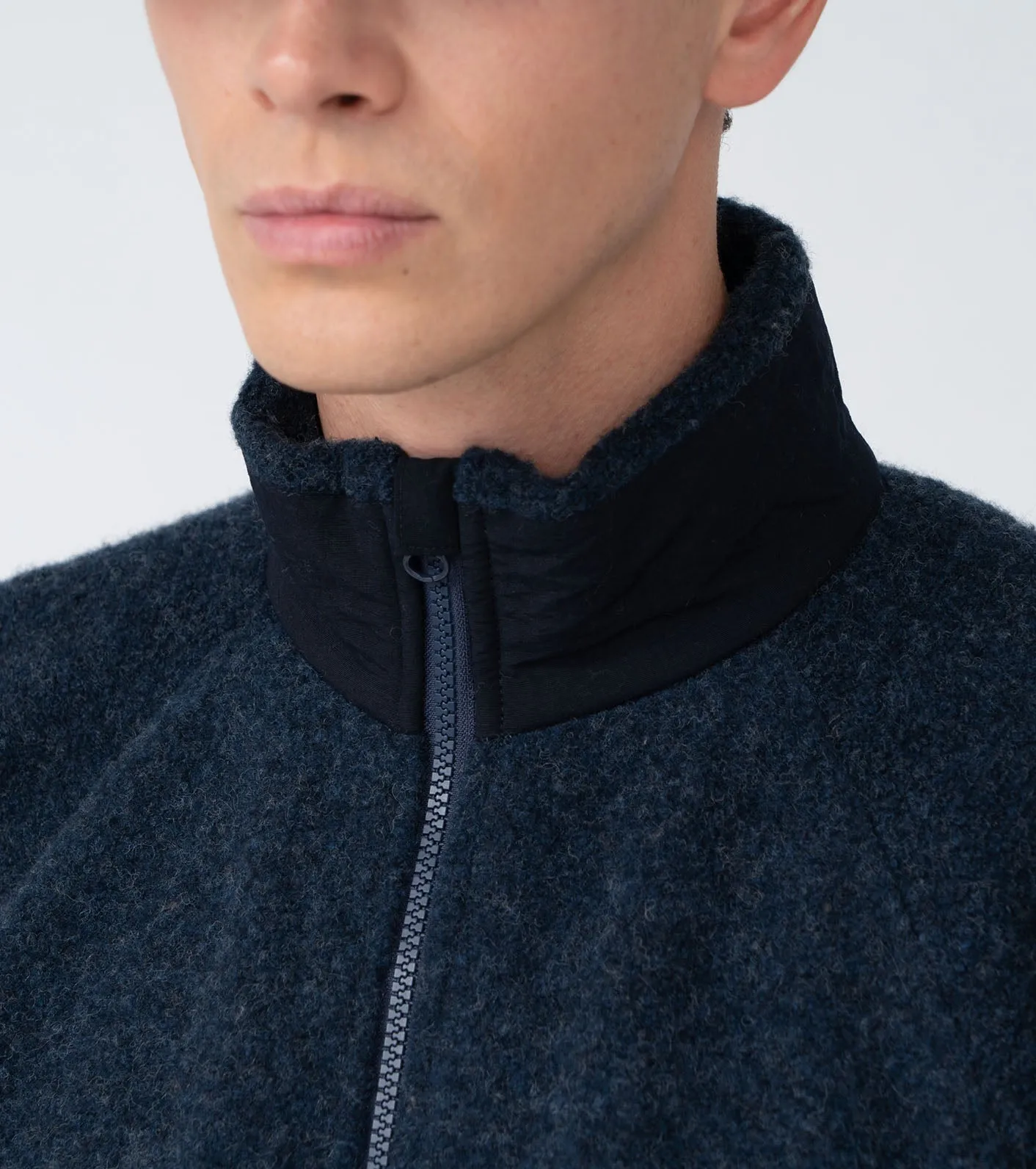 Boiled Wool Zip Up Sweater