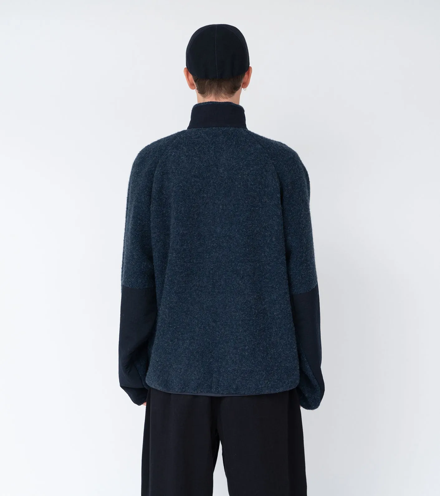 Boiled Wool Zip Up Sweater