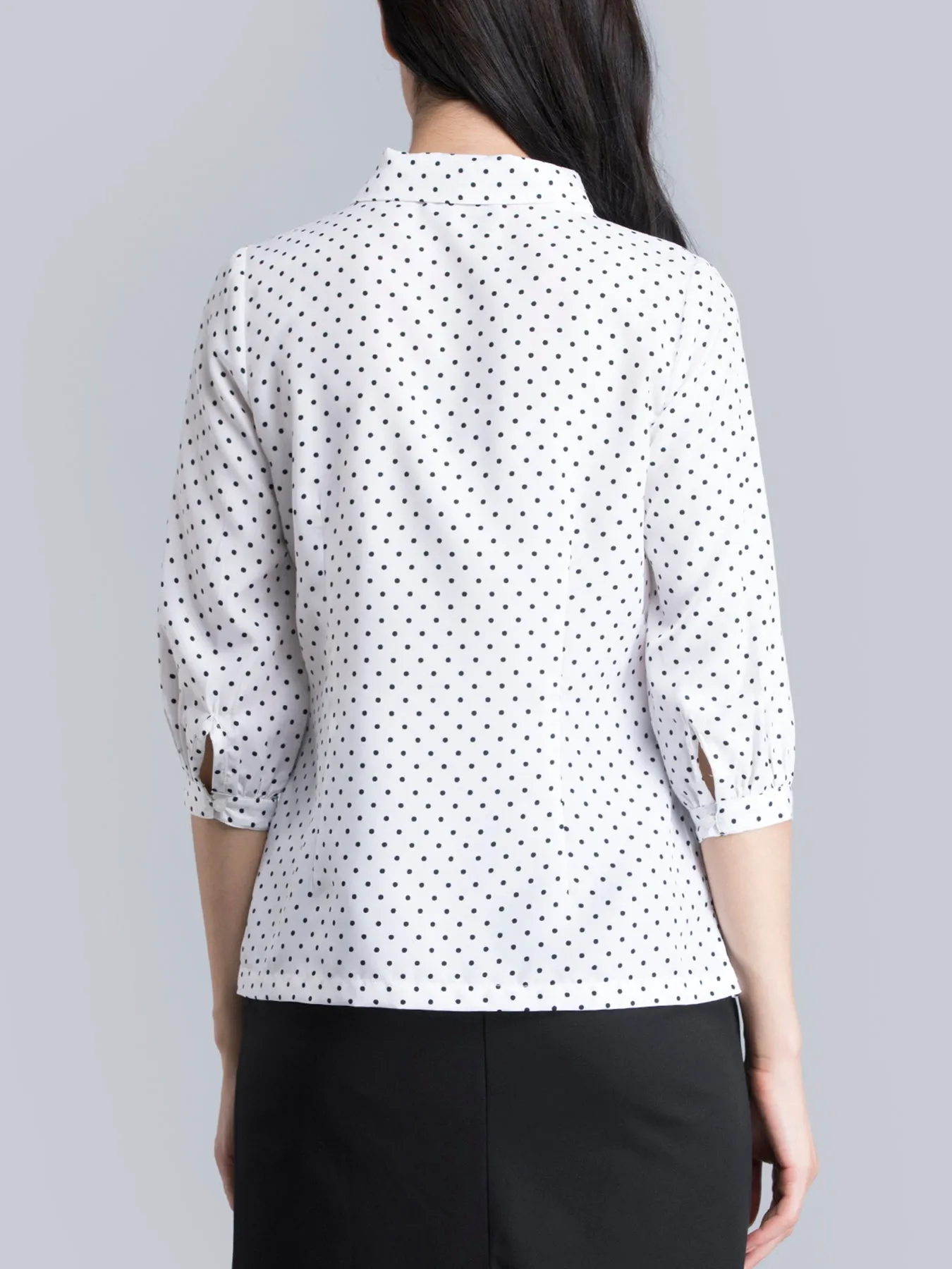 Bow Neck Polka Top - White and Black