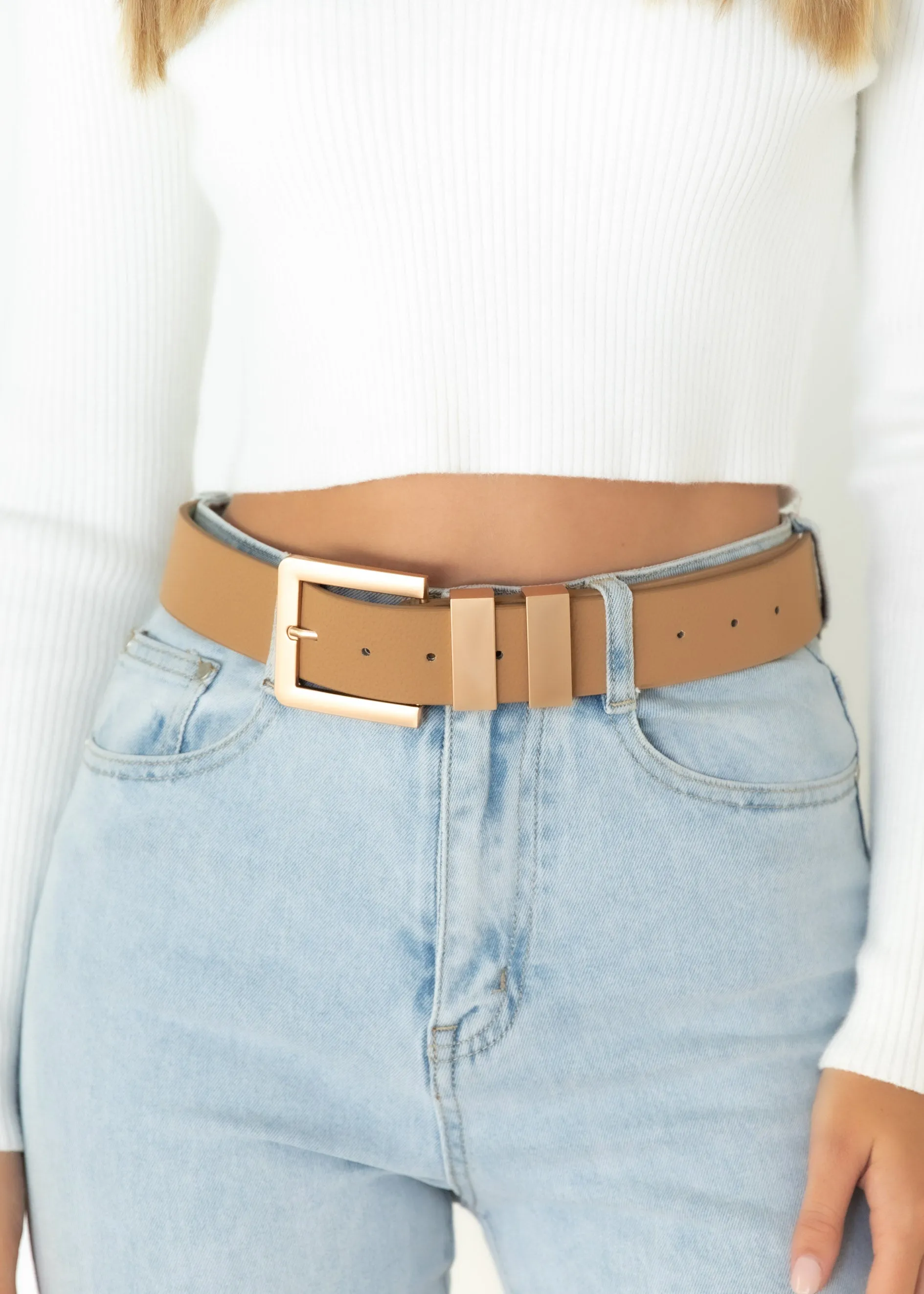 Buckle Up Belt - Nude