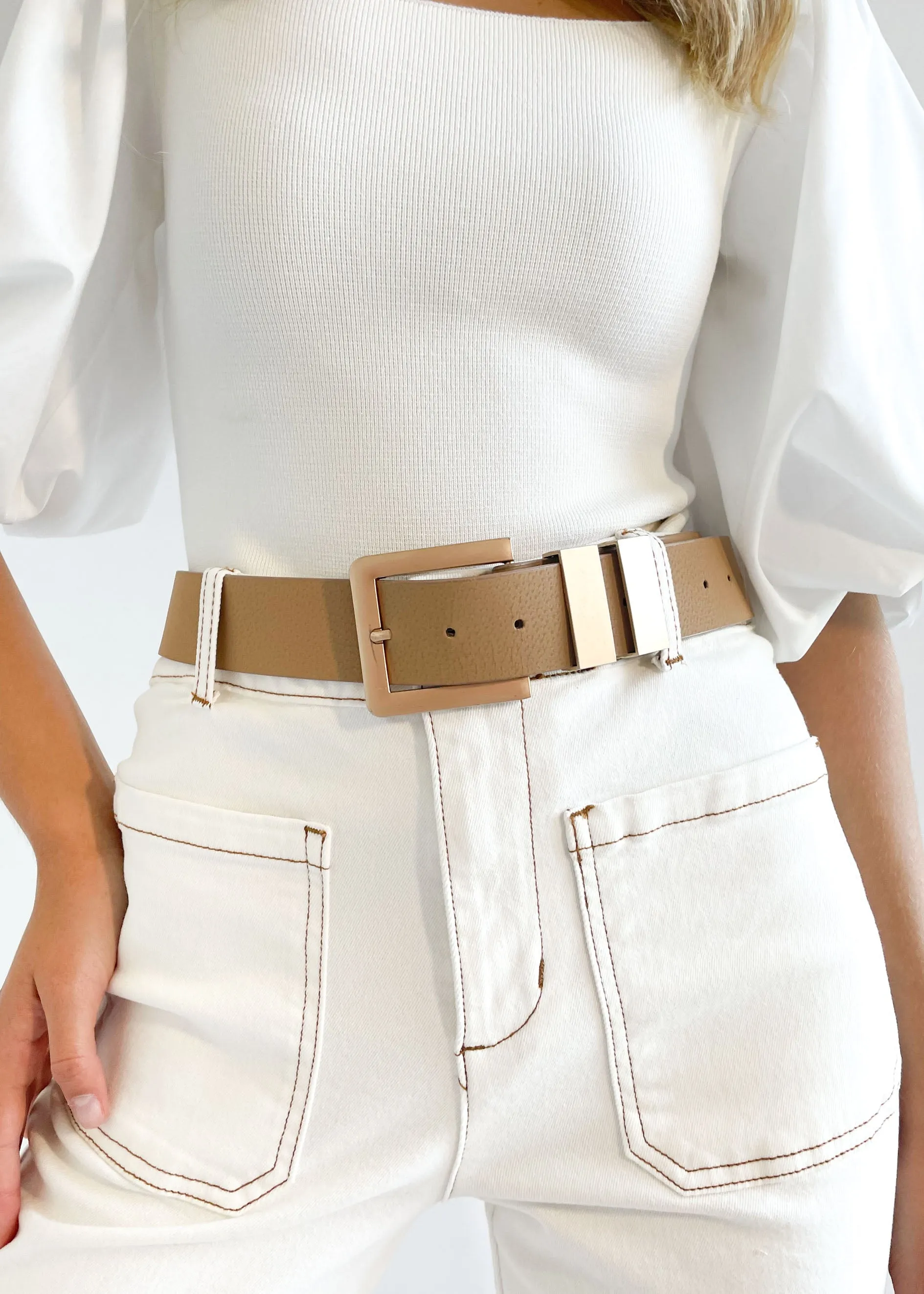 Buckle Up Belt - Nude