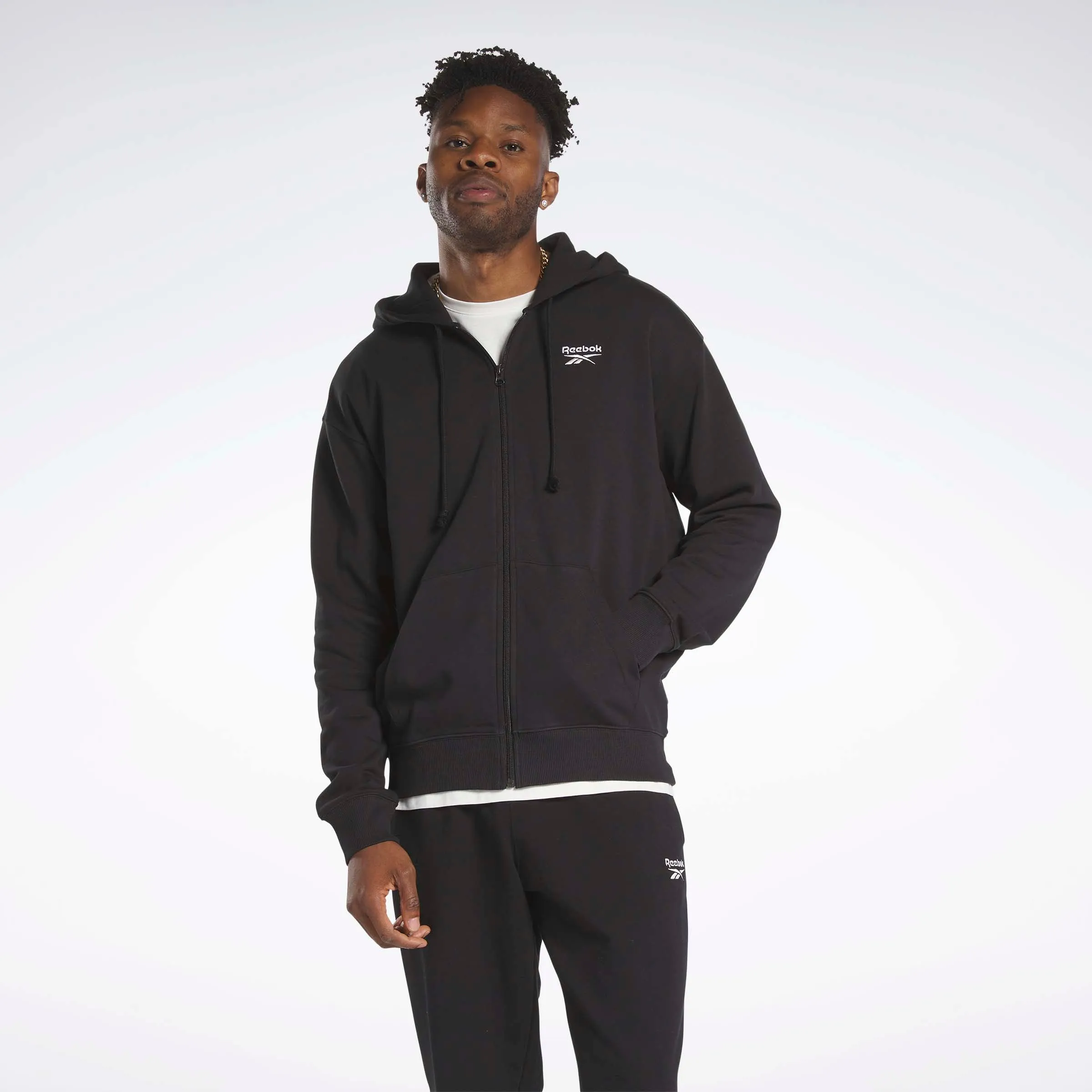 Classics Small Vector Zip-Up Hoodie Black