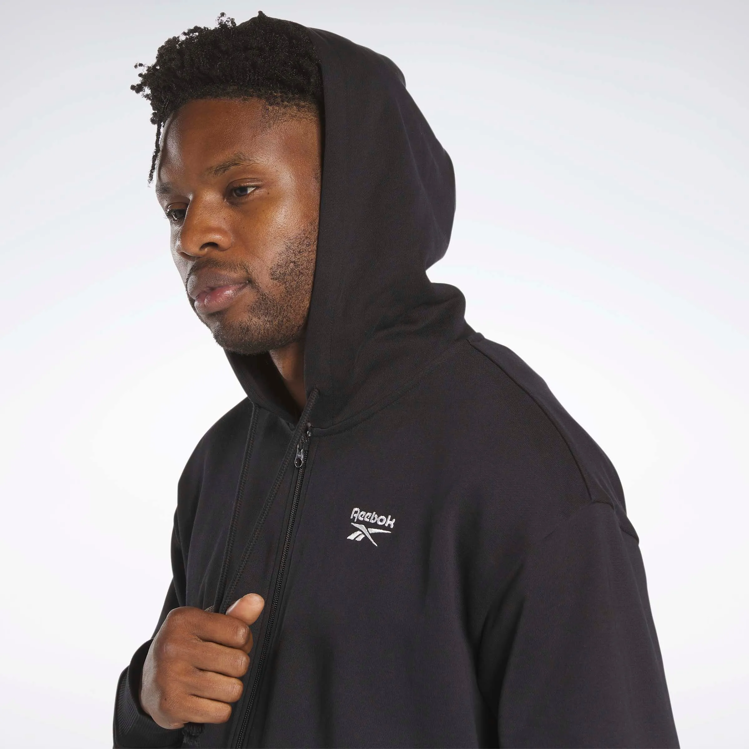 Classics Small Vector Zip-Up Hoodie Black