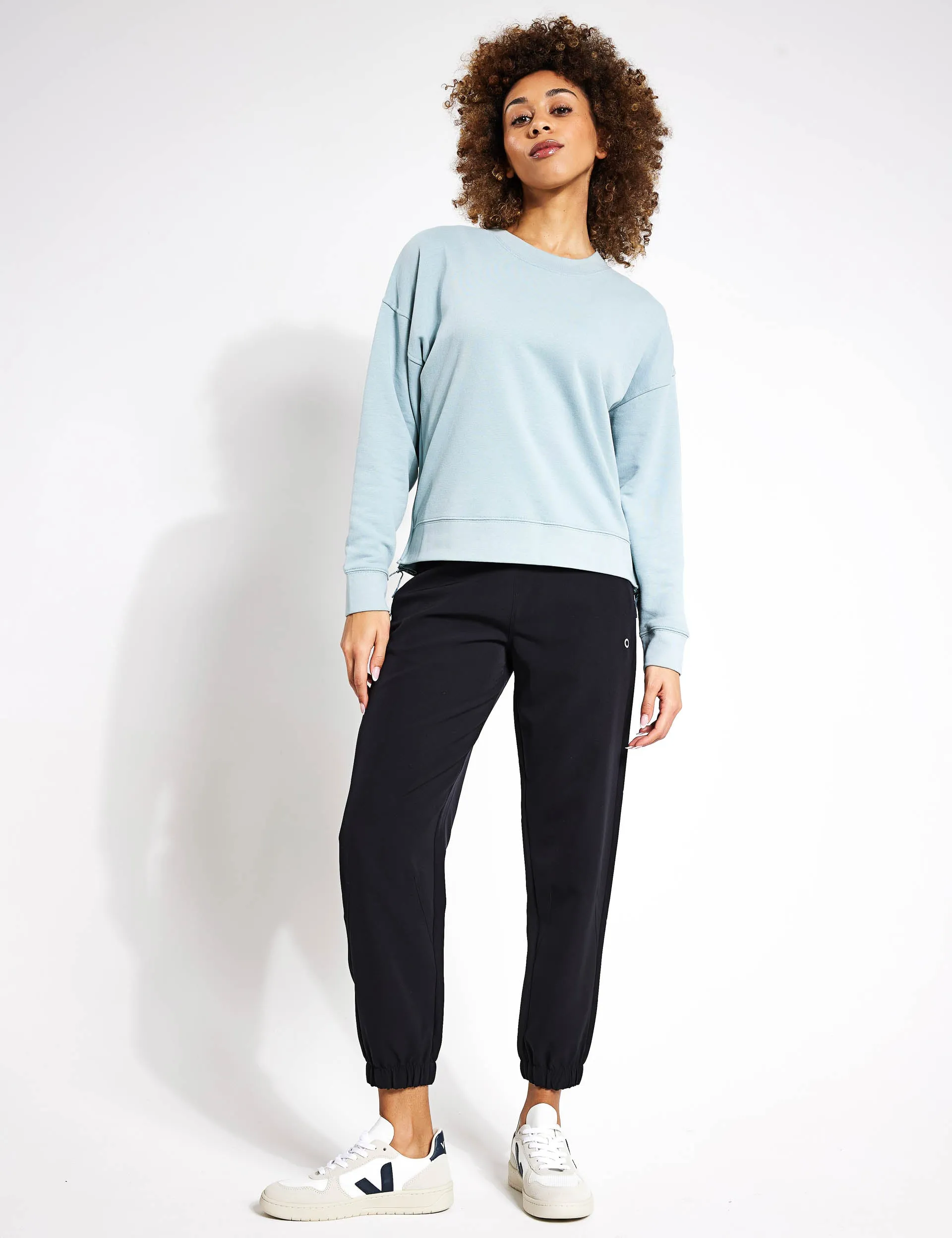 Cotton Rich Mesh Panel Sweatshirt - Light Mint