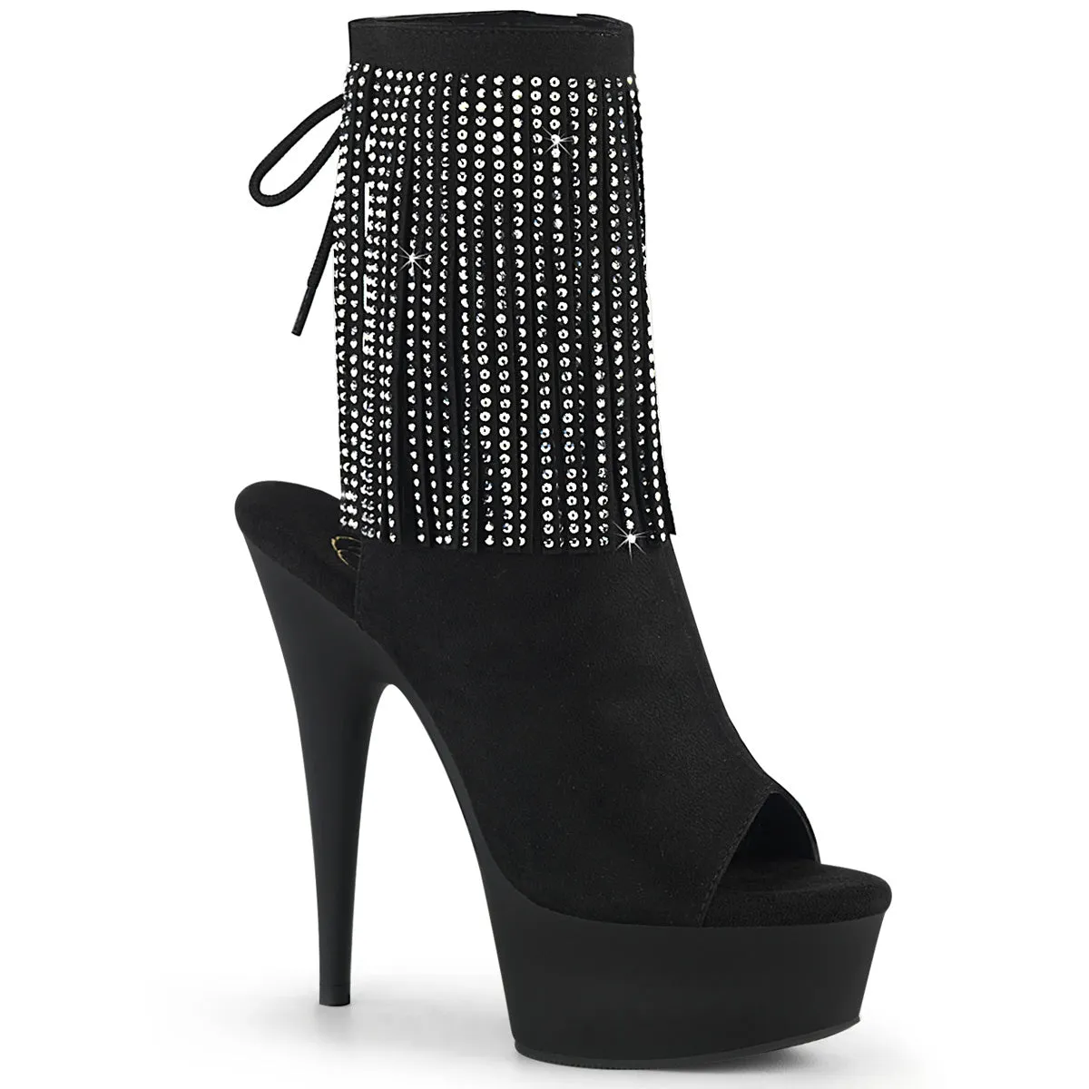 DELIGHT-1018RSF Pleaser Shoes Black Faux Suede Pole Dancing Boot