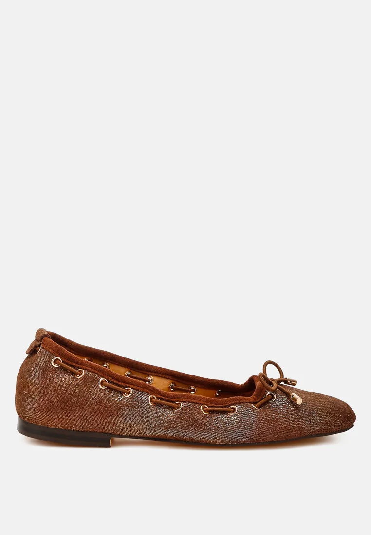Drawstring Bow Ballerinas By Ruw