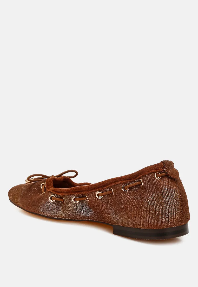 Drawstring Bow Ballerinas By Ruw