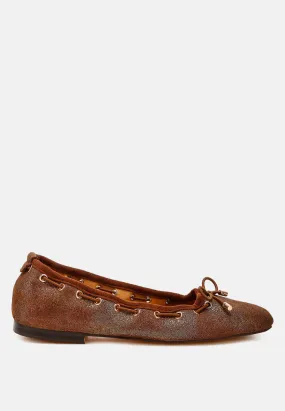 Drawstring Bow Ballerinas By Ruw