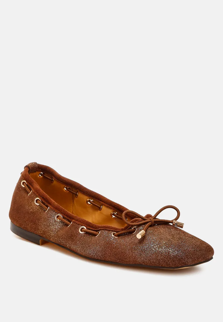 Drawstring Bow Ballerinas By Ruw