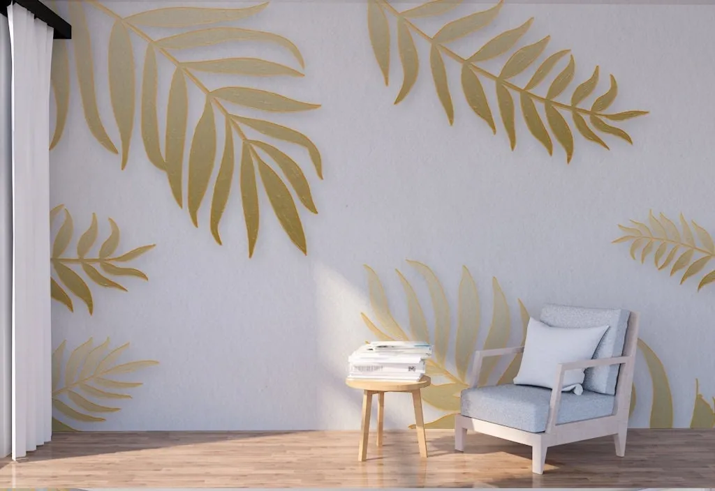 Dried palm leaves Gold wallpaper Room decor aesthetic wallpaper for teenage girls  Peel and stick Adhesive wall murals Wall decor