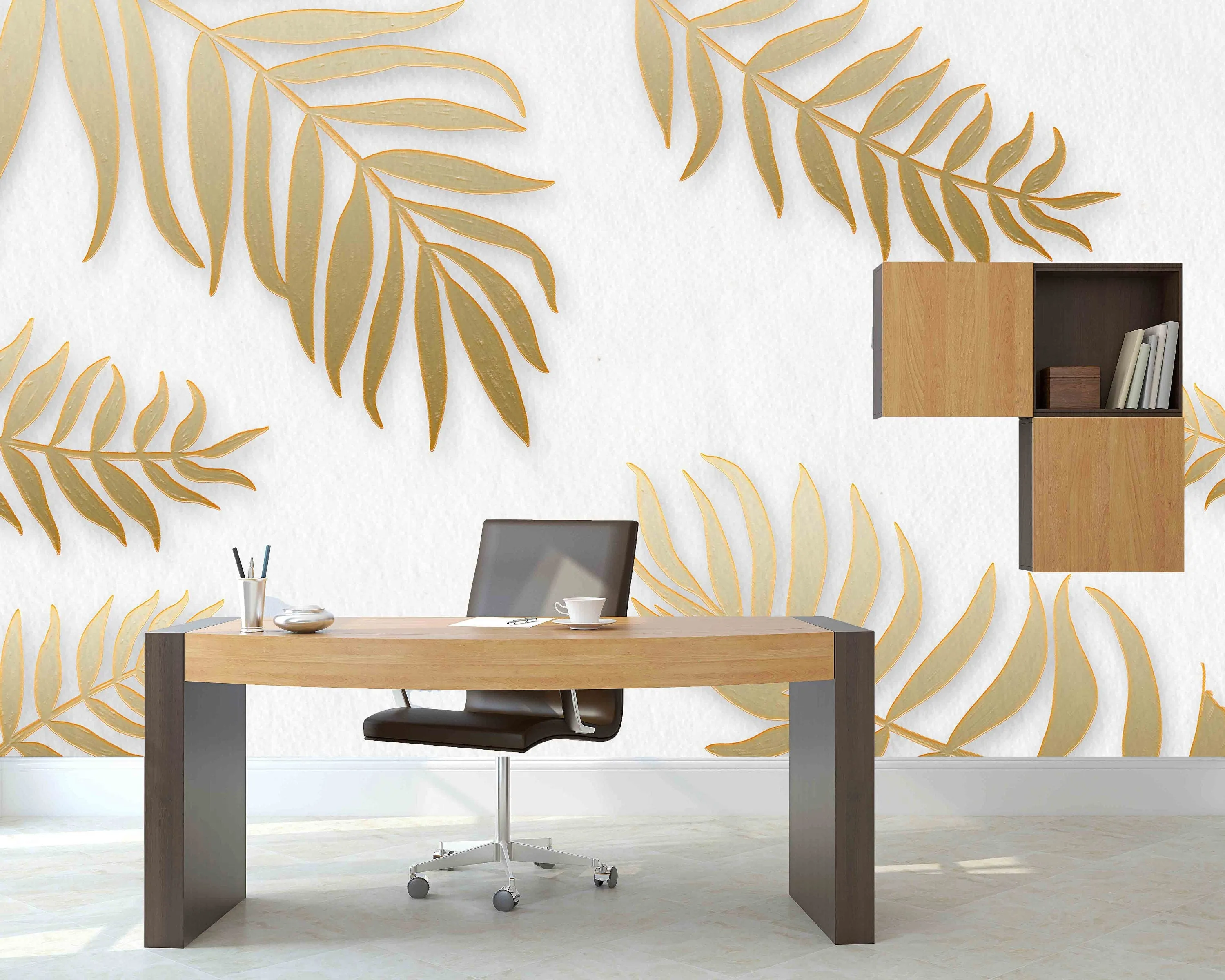 Dried palm leaves Gold wallpaper Room decor aesthetic wallpaper for teenage girls  Peel and stick Adhesive wall murals Wall decor