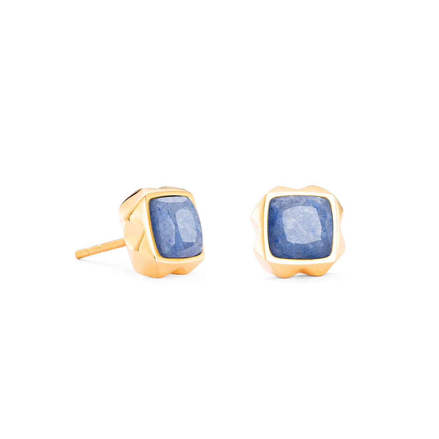 Earrings Spikes Square Aventurine gold-blue