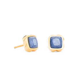 Earrings Spikes Square Aventurine gold-blue
