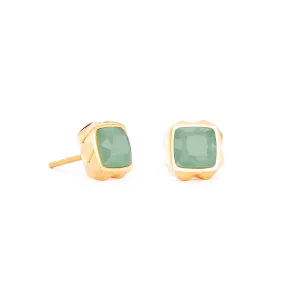 Earrings Spikes Square Aventurine gold-green