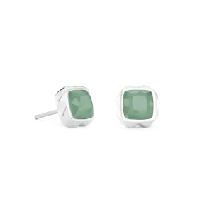 Earrings Spikes Square Aventurine silver-green