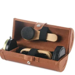 Elegant Leather Portable Shoe Care &Polish Kit 6 Pcs
