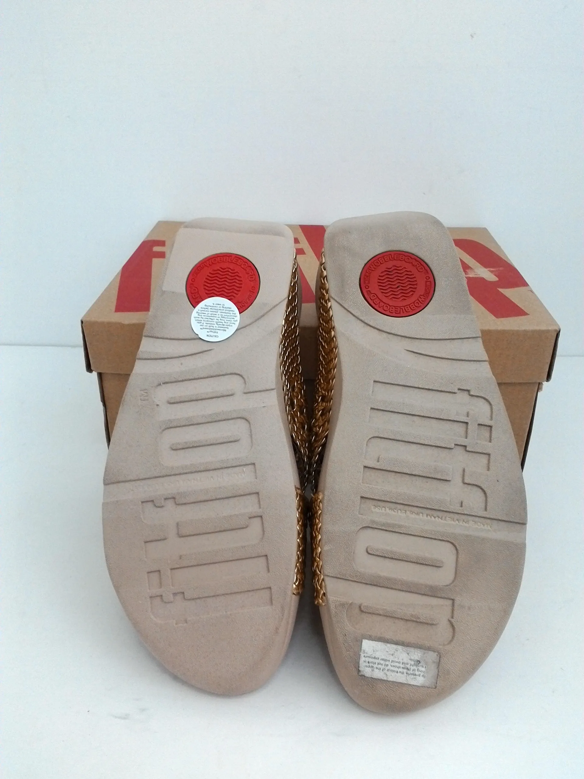 Fitflop Women's Lulu Wicker Artisan Gold Sandal Size 7
