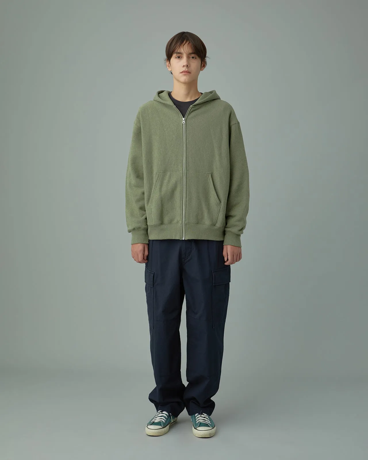 Full Zip Pocket Hoodie Green