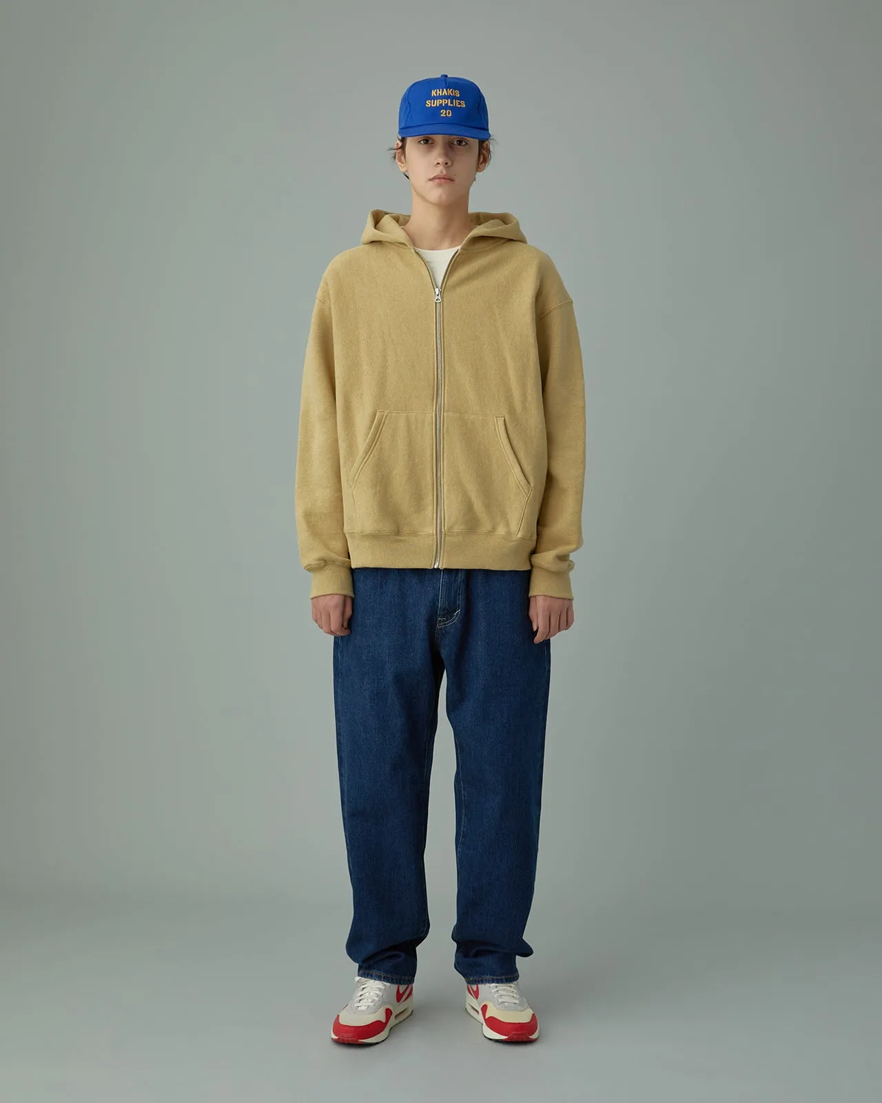 Full Zip Pocket Hoodie Mustard