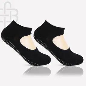 Girls Anti-Skid (Gripper) Yoga Socks In Black Color -  Pack Of 2