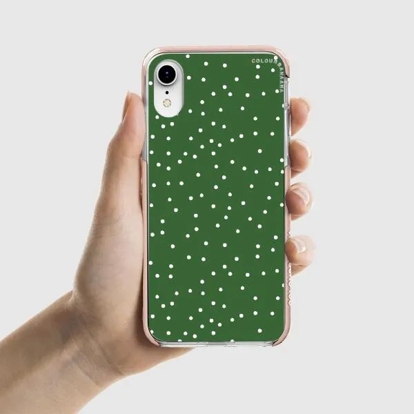 iPhone Case - White Dots on Green