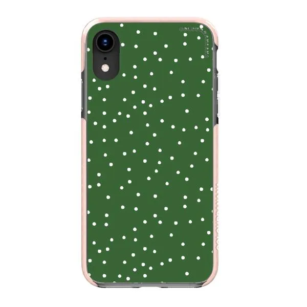 iPhone Case - White Dots on Green